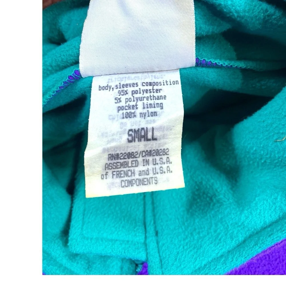VTG 90s Duofold Ski Jacket Fleece Micro Climate Womens S Purple Teal USA 1/4 Zip